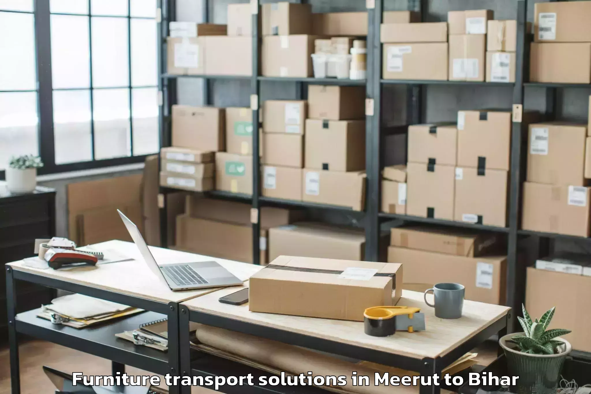 Book Meerut to Jogbani Furniture Transport Solutions